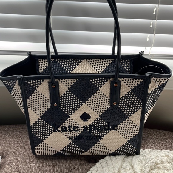 kate spade Handbags - Kate spade large straw tote blazer blue 449.00